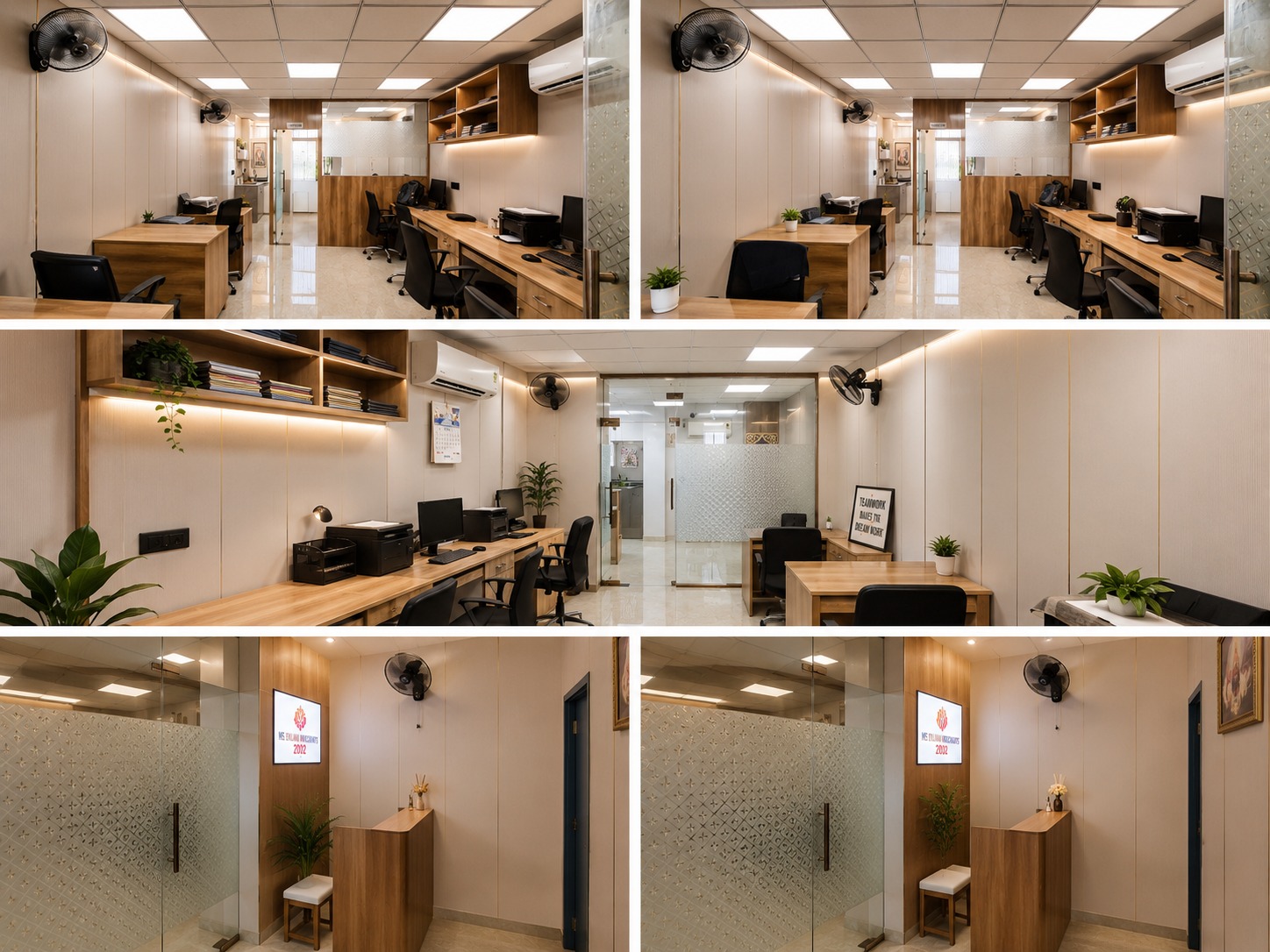 Spacious modern office lobby with glass walls and natural light