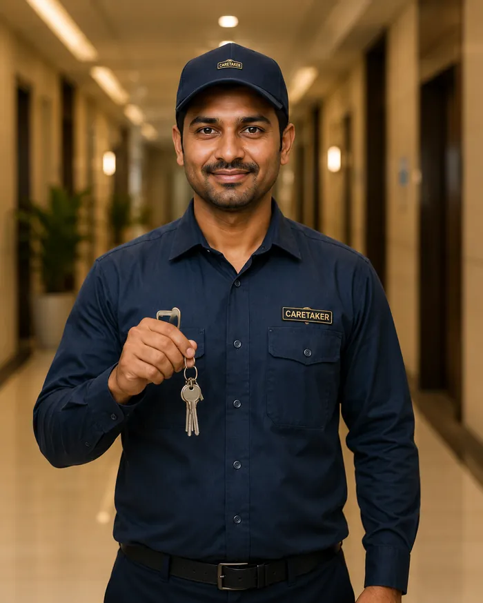 Property caretaker on duty at a building