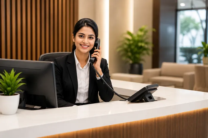 Receptionist at the front desk